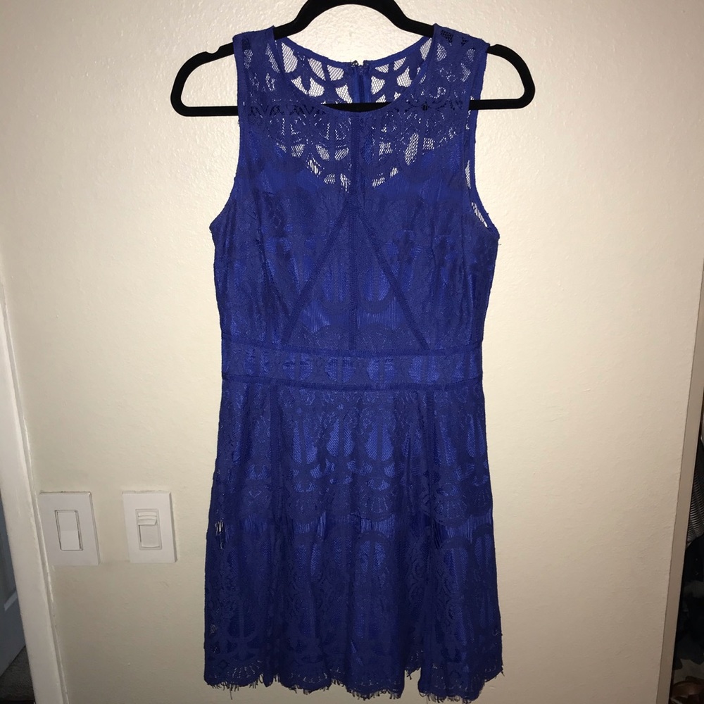Royal blue cocktail dress.